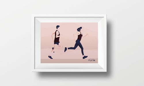 Affiche sport "Un homme et une femme qui courent"
