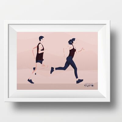 Affiche sport "Un homme et une femme qui courent"
