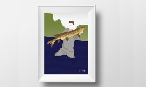 Affiche sport Pêche "Antoine le pêcheur"