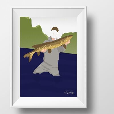 Affiche sport Pêche "Antoine le pêcheur"