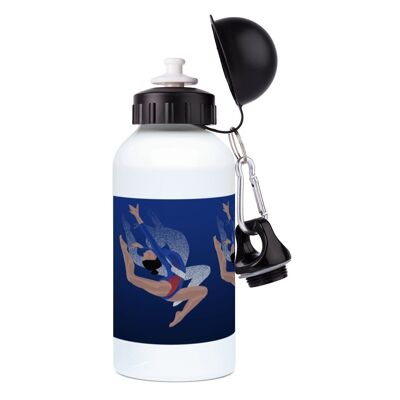 Blaue Gymnastik-Aluminium-Sportflasche „Tatiana die Turnerin“ – anpassbar
