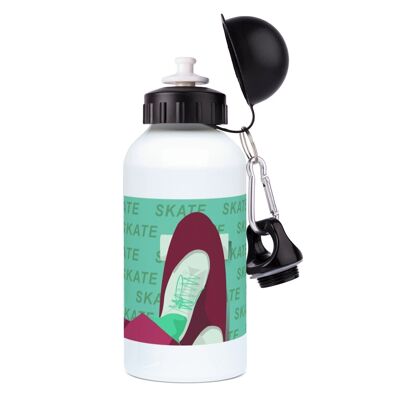 Botella deportiva de aluminio "Skate in burgundy" - Personalizable