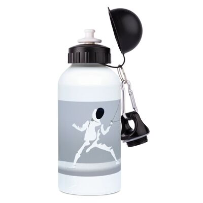Botella deportiva de aluminio "Esgrima en blanco" - Personalizable