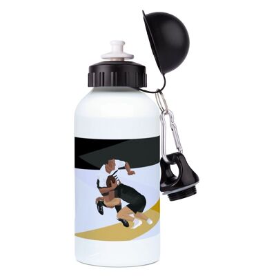 Aluminum sports bottle "Black and yellow Rugby" - Customizable