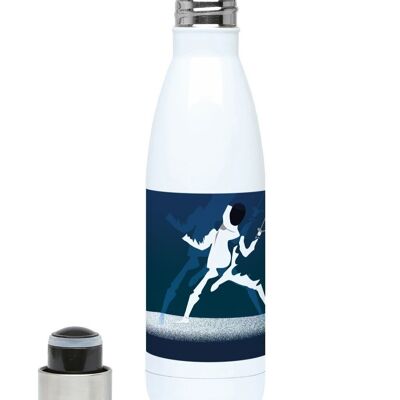 Isolierte Sportflasche „Fencing in Blau“ – Individualisierbar