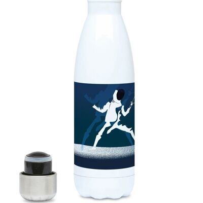 Isolierte Sportflasche „Fencing in Blau“ – Individualisierbar