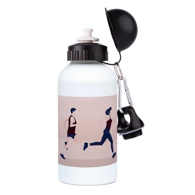Borraccia sportiva in alluminio per atletica leggera "Un uomo e una donna che corrono" - Personalizzabile