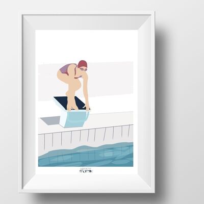 Affiche sport Natation Vintage "Le plongeon"