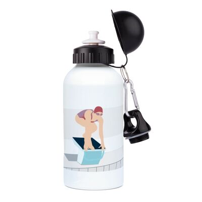 Botella de agua deportiva de aluminio Natación "La inmersión" - Personalizable