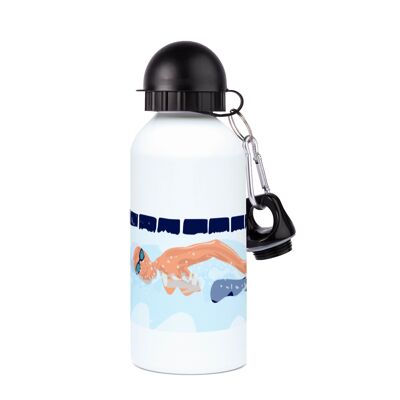 Aluminum sports water bottle Swimming "The crowl" - Customizable
