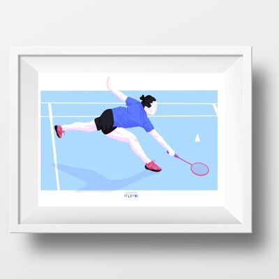 Affiche sport 'Joueuse de badminton'