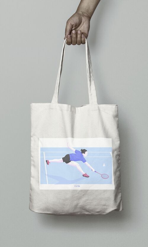 Tote bag sport ou sac "Joueuse de badminton "