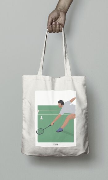 Tote bag sport ou sac "Joueur de badminton " 1