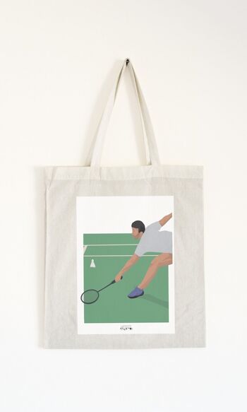 Tote bag sport ou sac "Joueur de badminton " 2