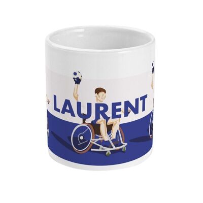 Tasse sport ou mug handfauteuil "Handball en bleu" - Personnalisable