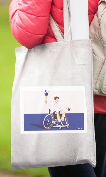 Tote bag sport ou sac handfauteuil " Handball en bleu " 5