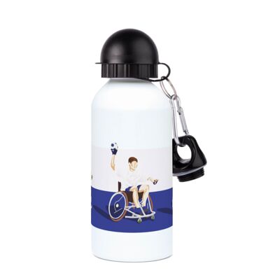 Handchair sport aluminum water bottle "Handball in blue" - Customizable