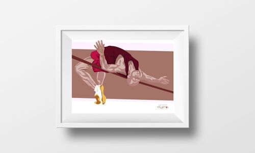 Affiche sport athlétisme "Saut hauteur homme"