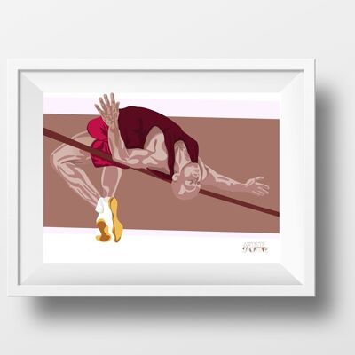 Affiche sport athlétisme "Saut hauteur homme"