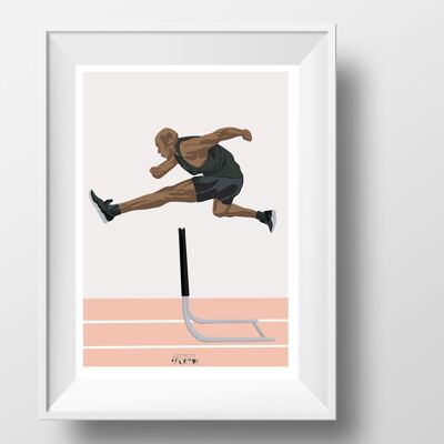 Affiche sport athlétisme "Saut haie homme"
