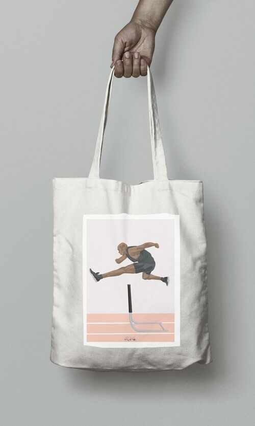 Tote bag sport ou sac athlétisme "saut haie homme"