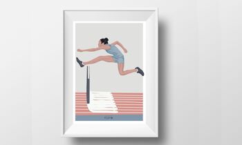 Affiche sport athlétisme "Saut haie femme" 2