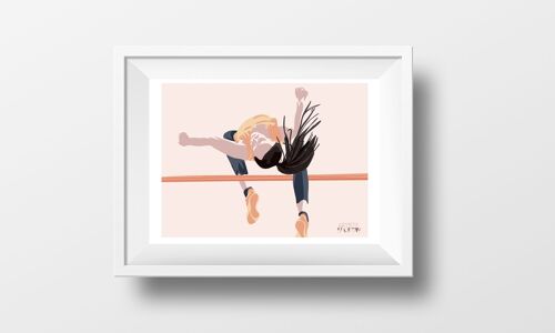 Affiche sport athlétisme "Saut hauteur femme"