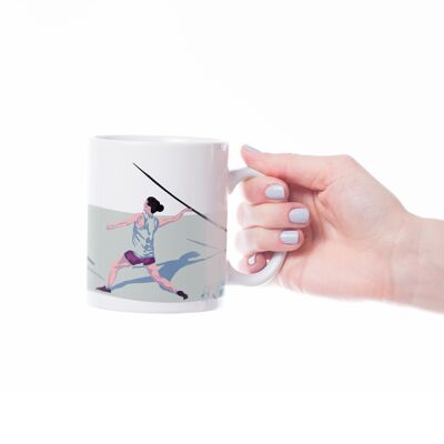Tasse sport ou mug athlétisme "Javelot femme" - Personnalisable