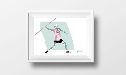 Affiche sport athlétisme "Javelot homme"