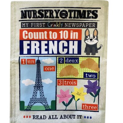 Journal Crinkly Nursery Times - Comptez jusqu'à 10 en français *NOUVEAU*