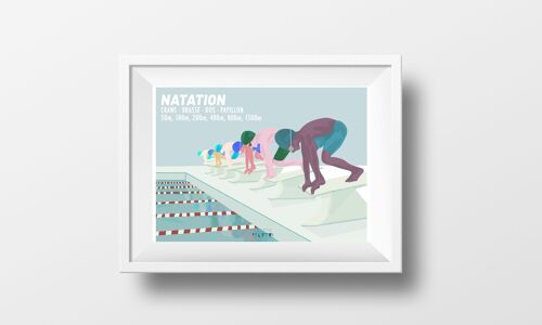 Affiche sport Natation "Le départ des garçons"