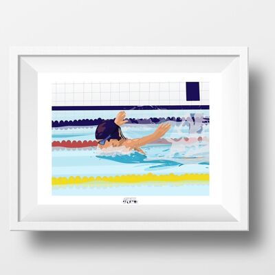 Affiche sport Natation "Le papillon du garçon"