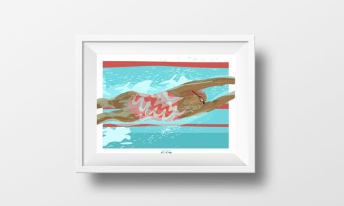 Affiche sport Natation "Le nage de la fille"