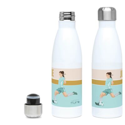 Women's football sports insulated bottle "La footballeuse" - Customizable