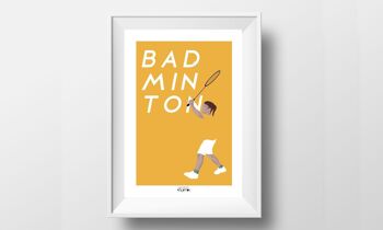Affiche sport 'Joueuse de badminton en jaune' 1