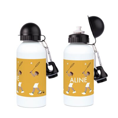 Aluminium-Sportflasche „Der Badmintonspieler in Gelb“ – Individualisierbar