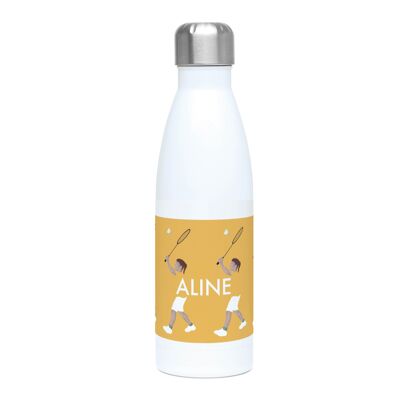 Insulated sports bottle "Badminton player in yellow" - Customizable