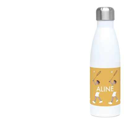 Insulated sports bottle "Badminton player in yellow" - Customizable