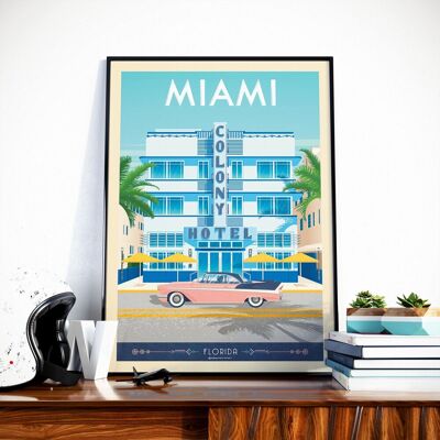 Miami Colony Hotel Travel Poster - Florida - United States 30x40 cm