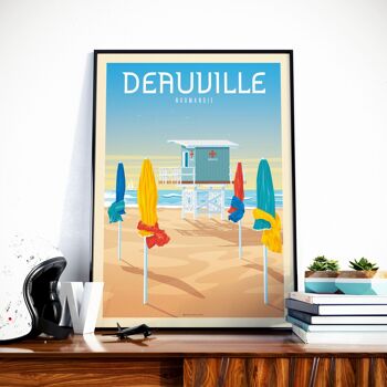 Affiche Voyage Deauville Normandie France - La Plage 50x70 cm 1