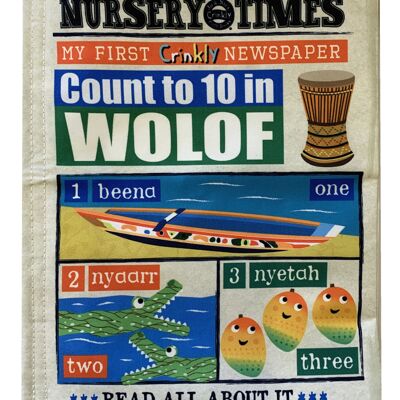 Journal Nursery Times Crinkly - Comptez jusqu'à 10 en wolof *NOUVEAU*