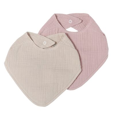 Muslin bib set old pink & beige