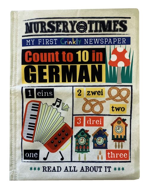 Nursery Times Crinkly Newspaper - Count to 10 in German *NEW*