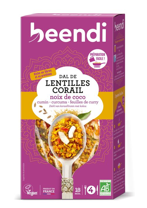beendi Dal de LENTILLES CORAIL à la noix de coco 250g