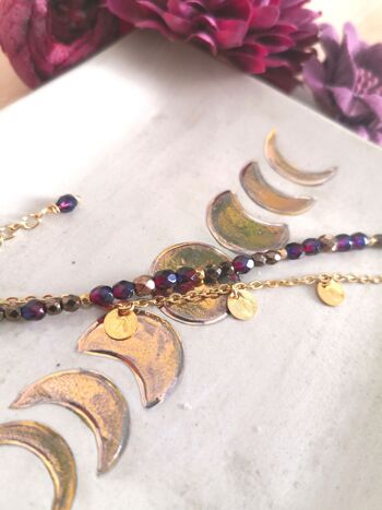 Parure Artémis composée d'un bracelet, un collier et une paire de boucles d'oreilles, cristal et acier doré 4