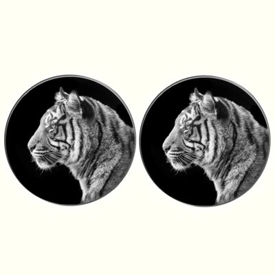 Tiger-Manschettenknöpfe – Schwarz und Grau