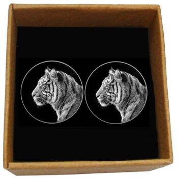 Boutons de manchette Tigre - Noir et Gris 4