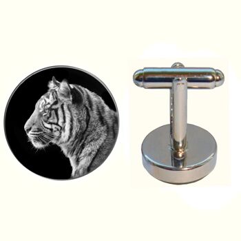 Boutons de manchette Tigre - Noir et Gris 5