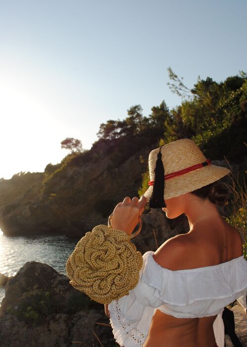 Handwoven flower Tote, "Rose”