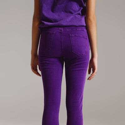 Purple ankle skinny jeans with soft wrinkles
